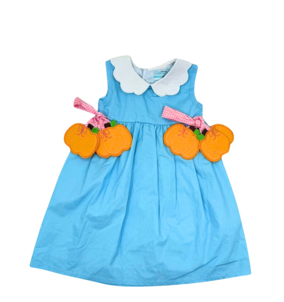 Light Blue Pumpkin Side Tie Hang Dress