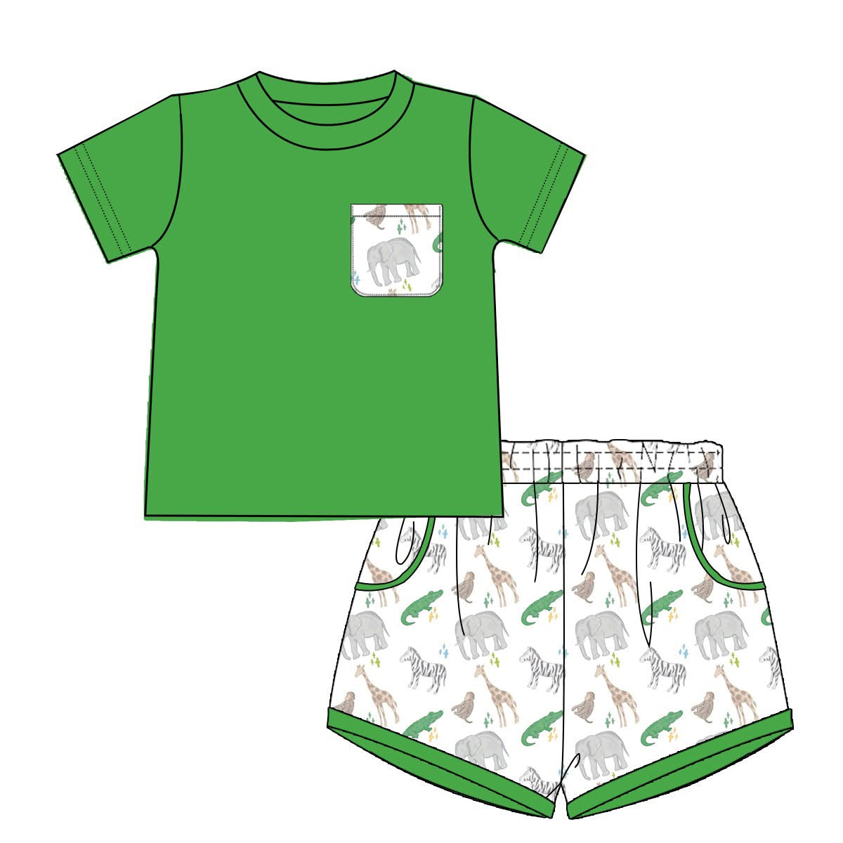 Preorder Zoo Animal Boy Short Set