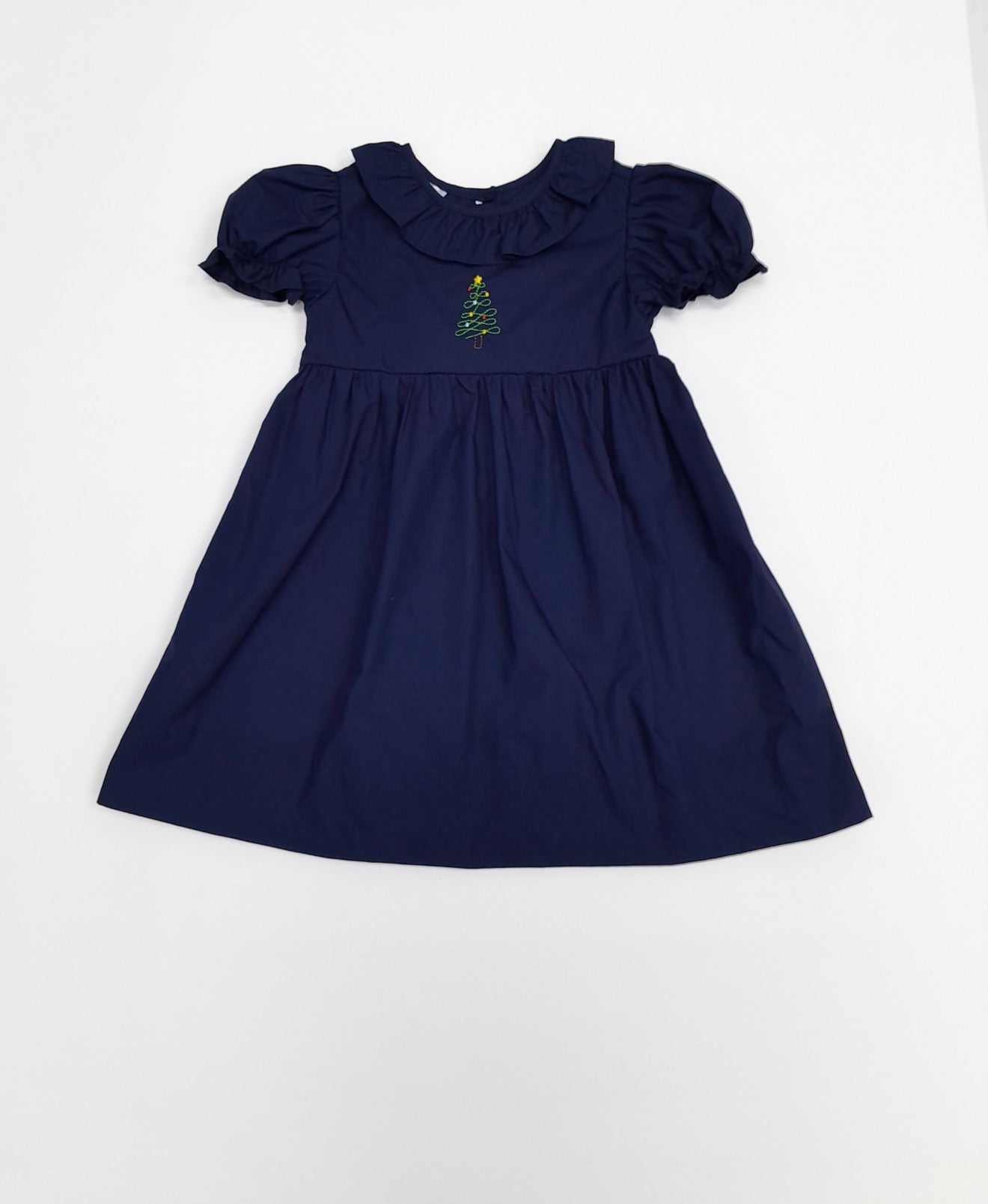 Sample Navy Christmas Tree Embroidery Dress