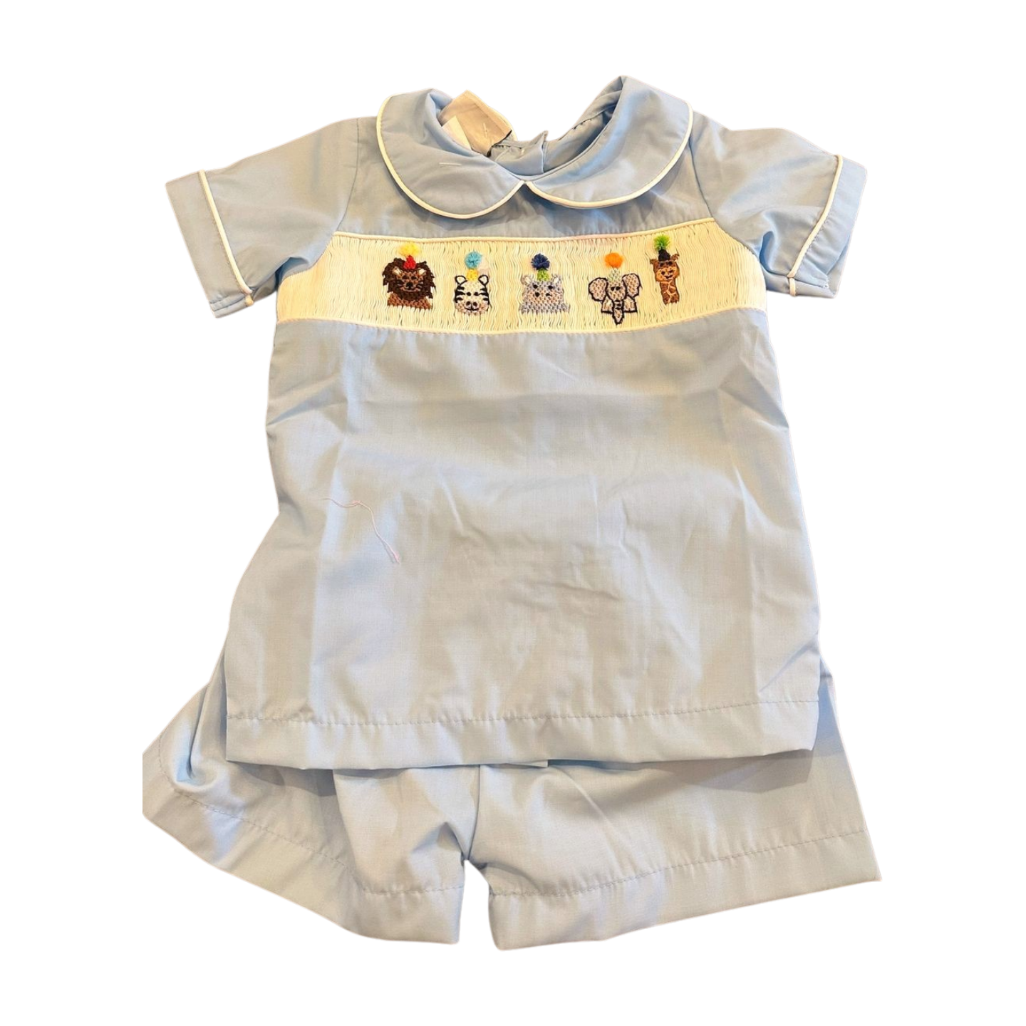 Ready to Ship smocked party animal boy short set