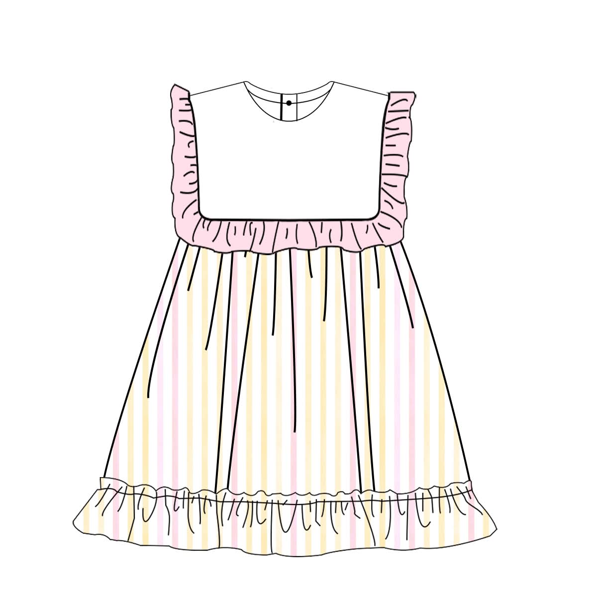 Summer Pink and White Stripe Girl Dress