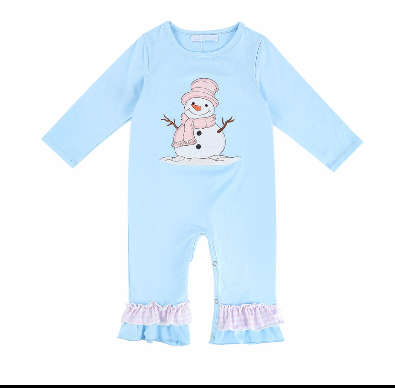 Sample Snowman Pastel Girl Long Romper