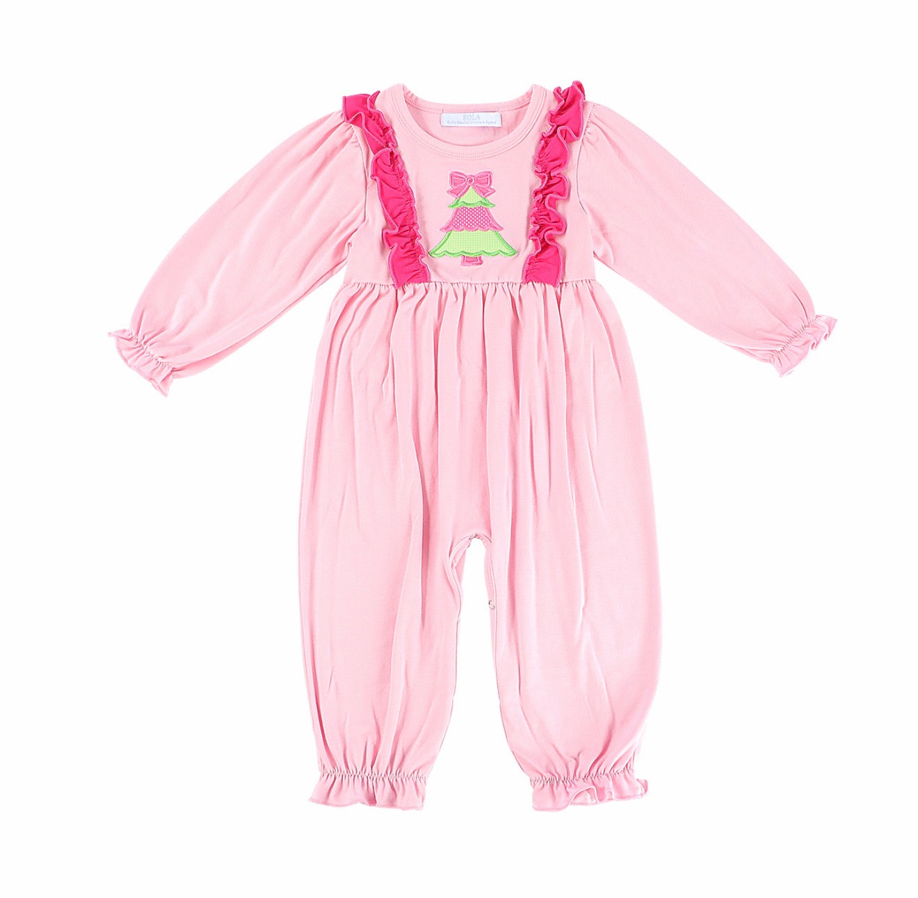 Sample Pink Christmas Tree Long Romper