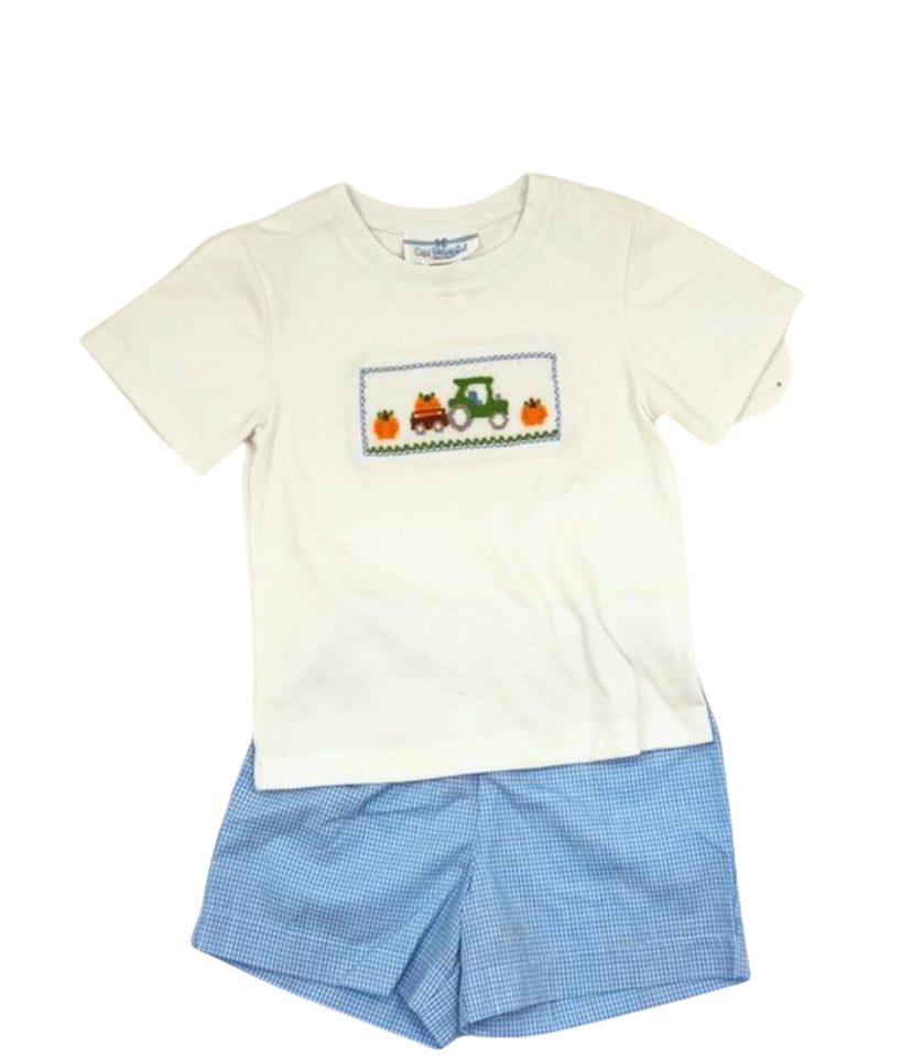 Pumpkin Tractor Smock Boy Shorts