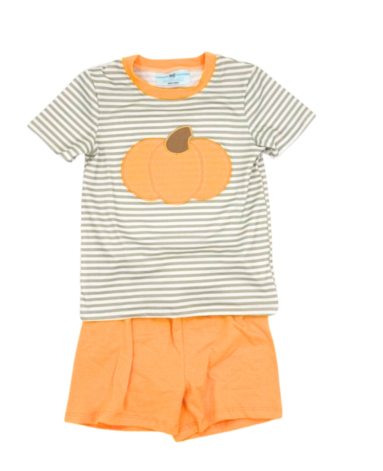Gray Pumpkin Boy Short Set
