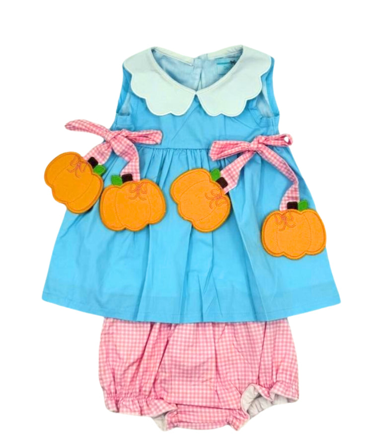 Light Blue Pumpkin Side Tie Bloomer Set