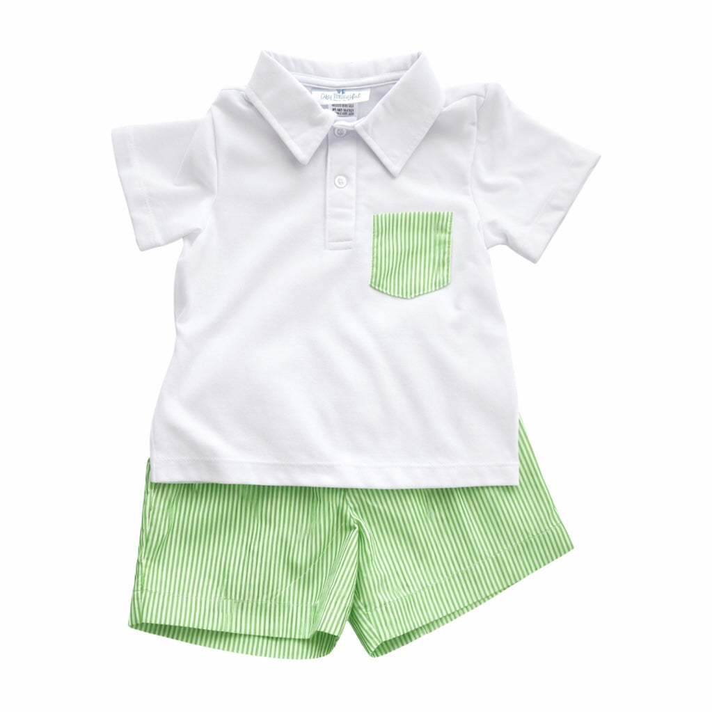 Green Pinstripe Boy Short Set
