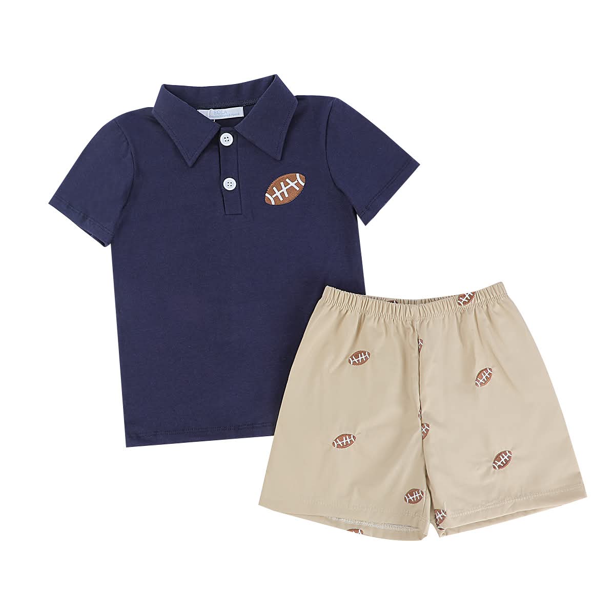 Sample Navy Embroidery Football Short Set