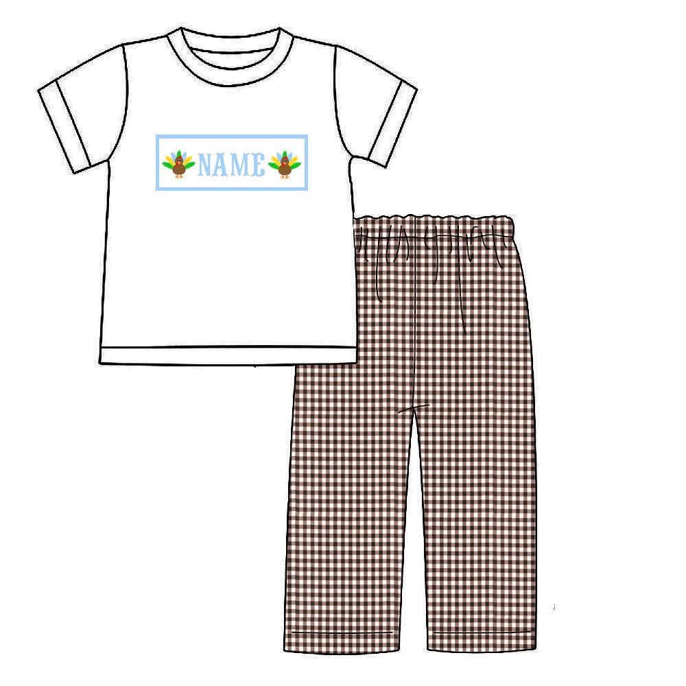 PO38-Custom Turkey Trot Smock Boy Pant Set