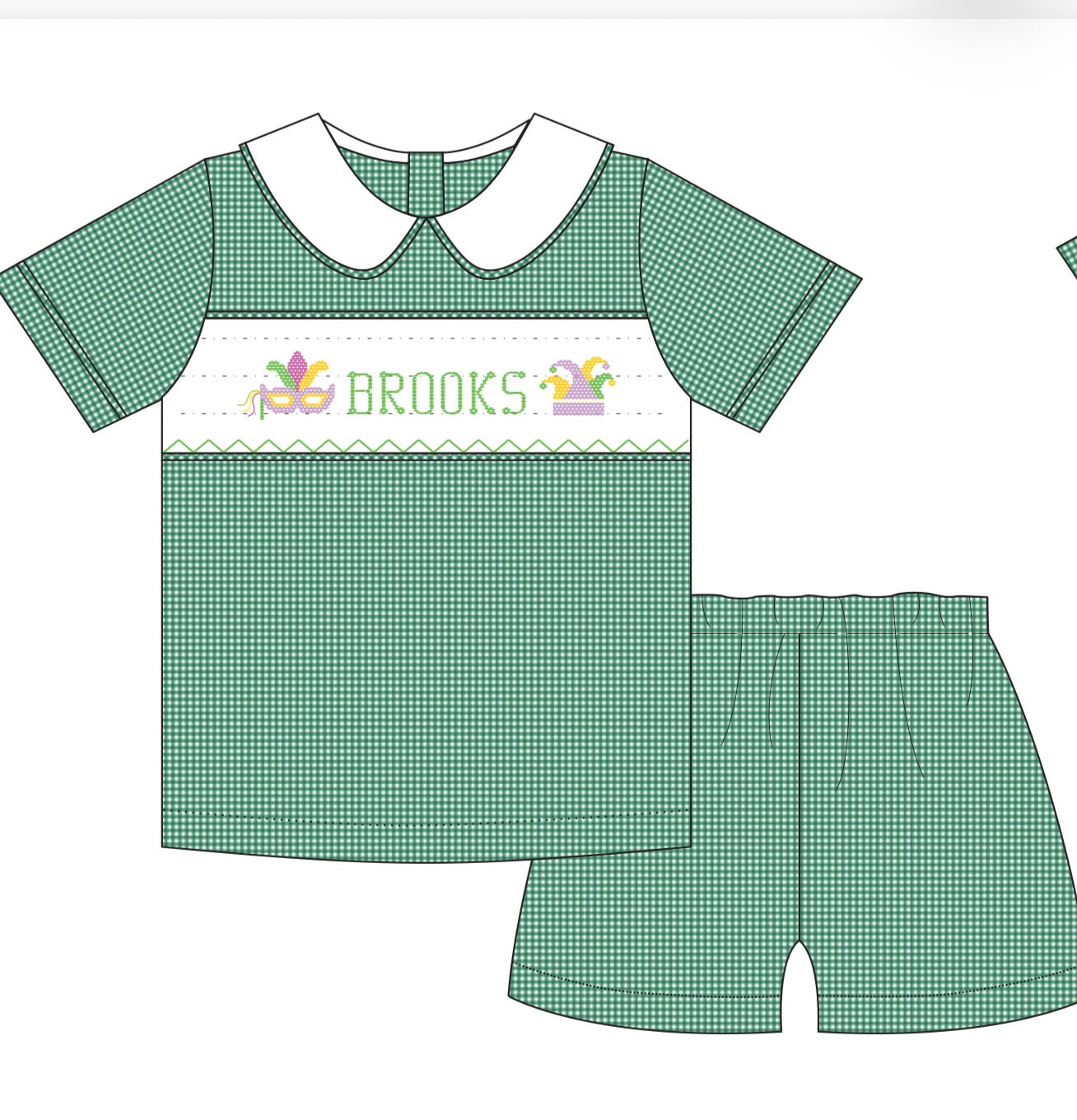 PO55-Custom Mardi Gras Boy Short Set
