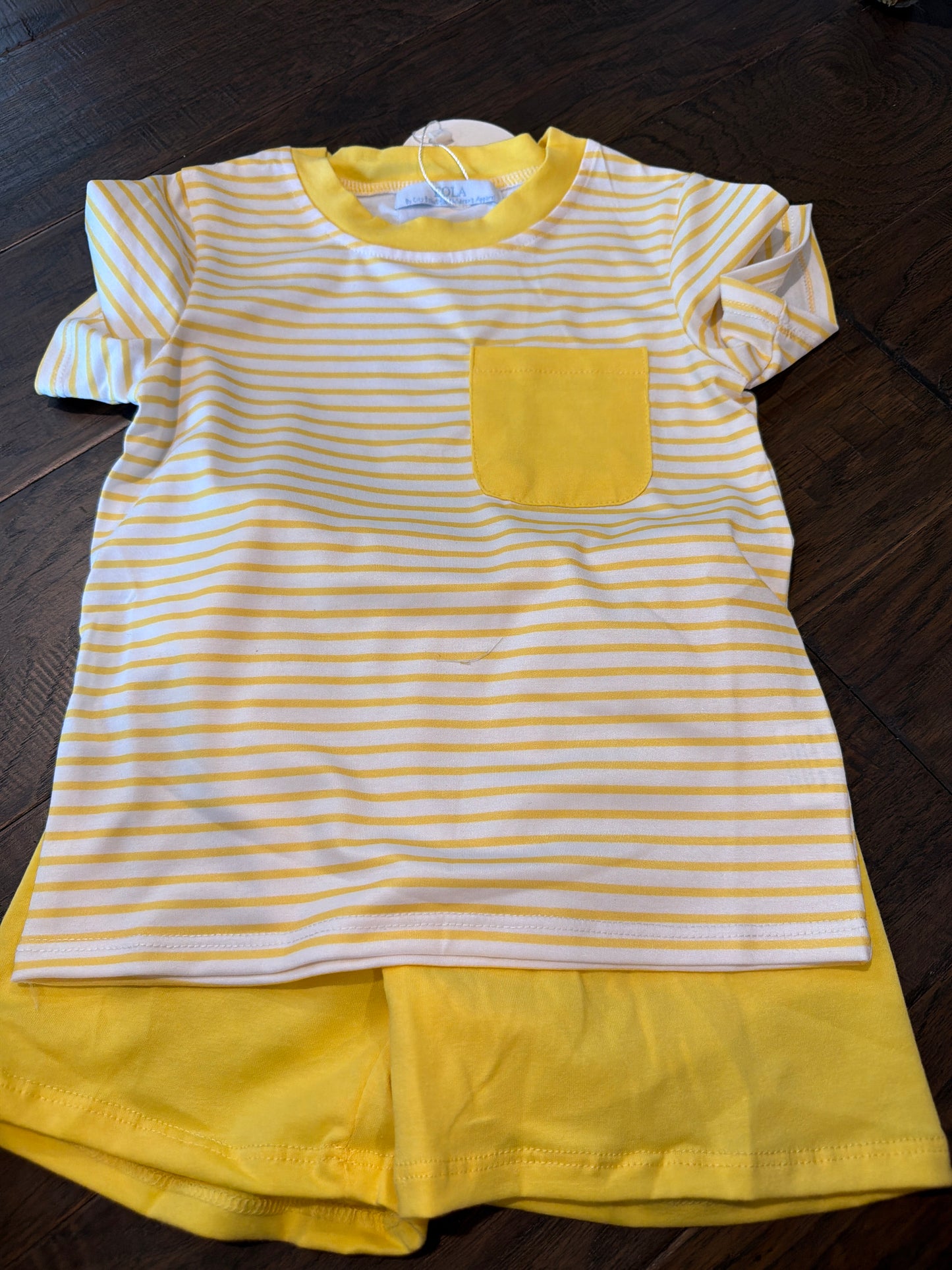 *Yellow Knit Stripe Short Set