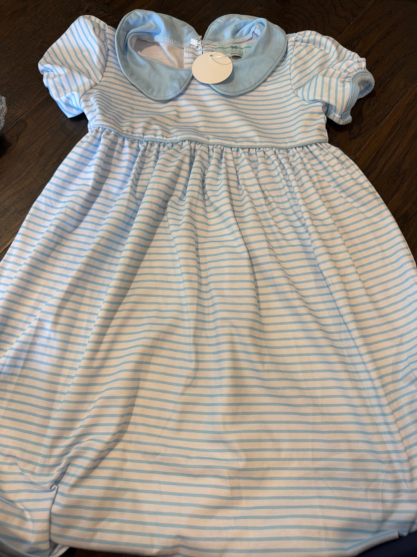 *light blue knit stripe dress