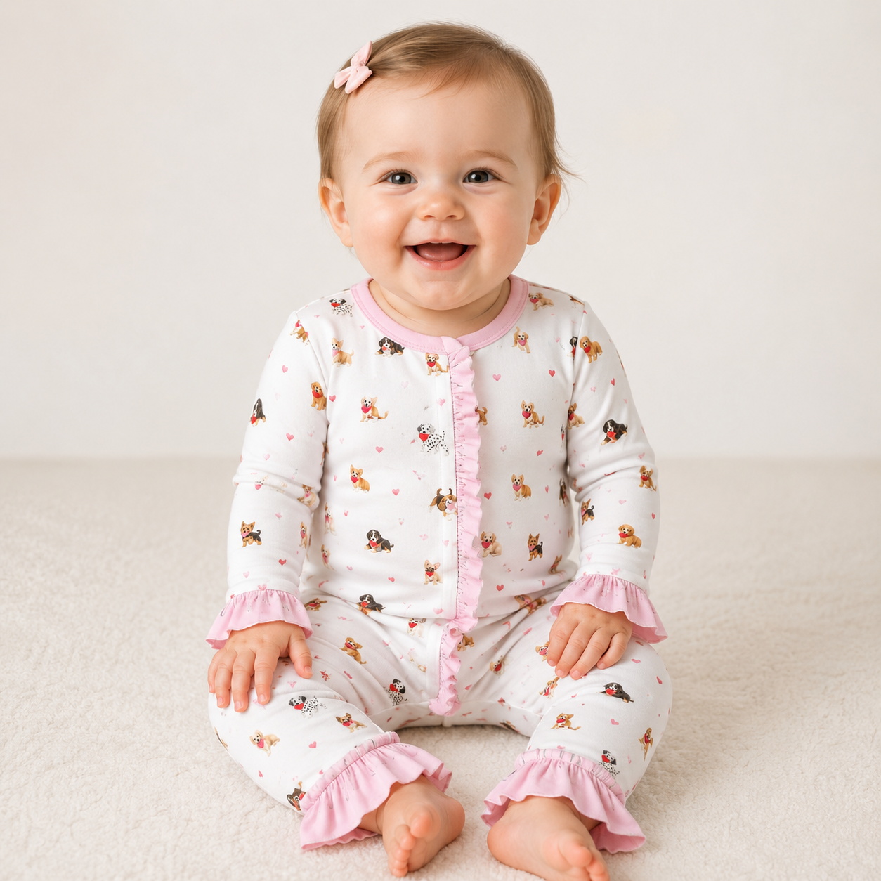PO55-Valentines Puppy Girl One Piece Lounge Set