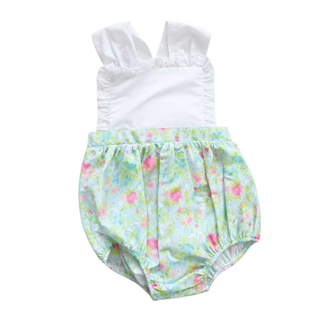 *Blue Floral Bowback Bubble