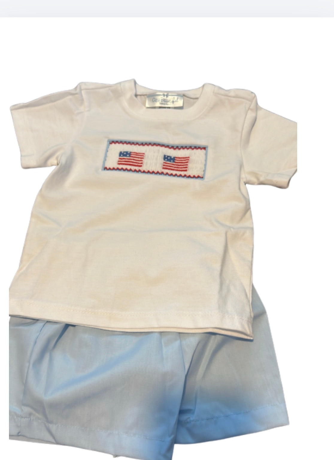 Smocked Flag Boy Short Set
