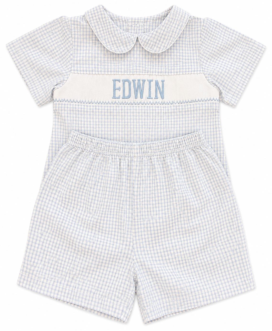Edwin Blue Seersucker Short Set