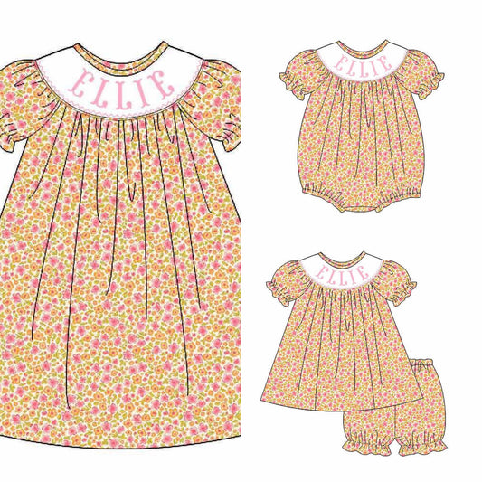 2026 Floral  Custom Name Smock (SHIPS Early January)