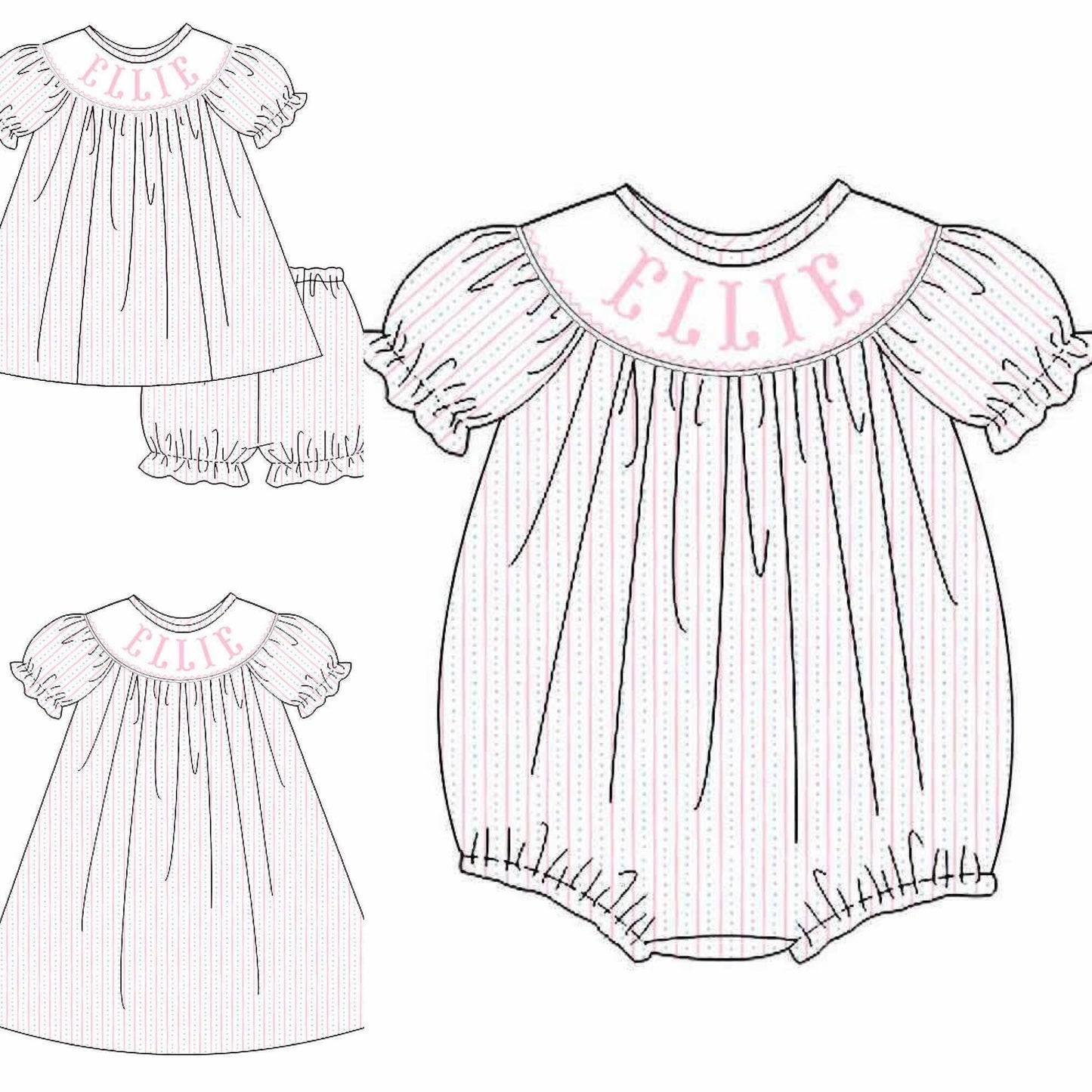 2026 pastel print Custom Name Smock (SHIPS Early January)