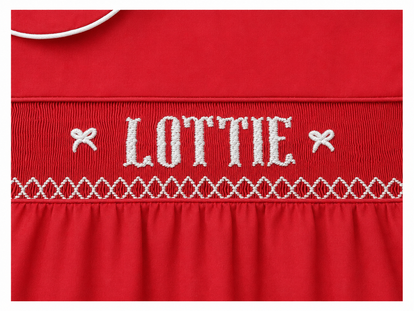 PO52-Custom Holiday Heirloom Name Smock Dress