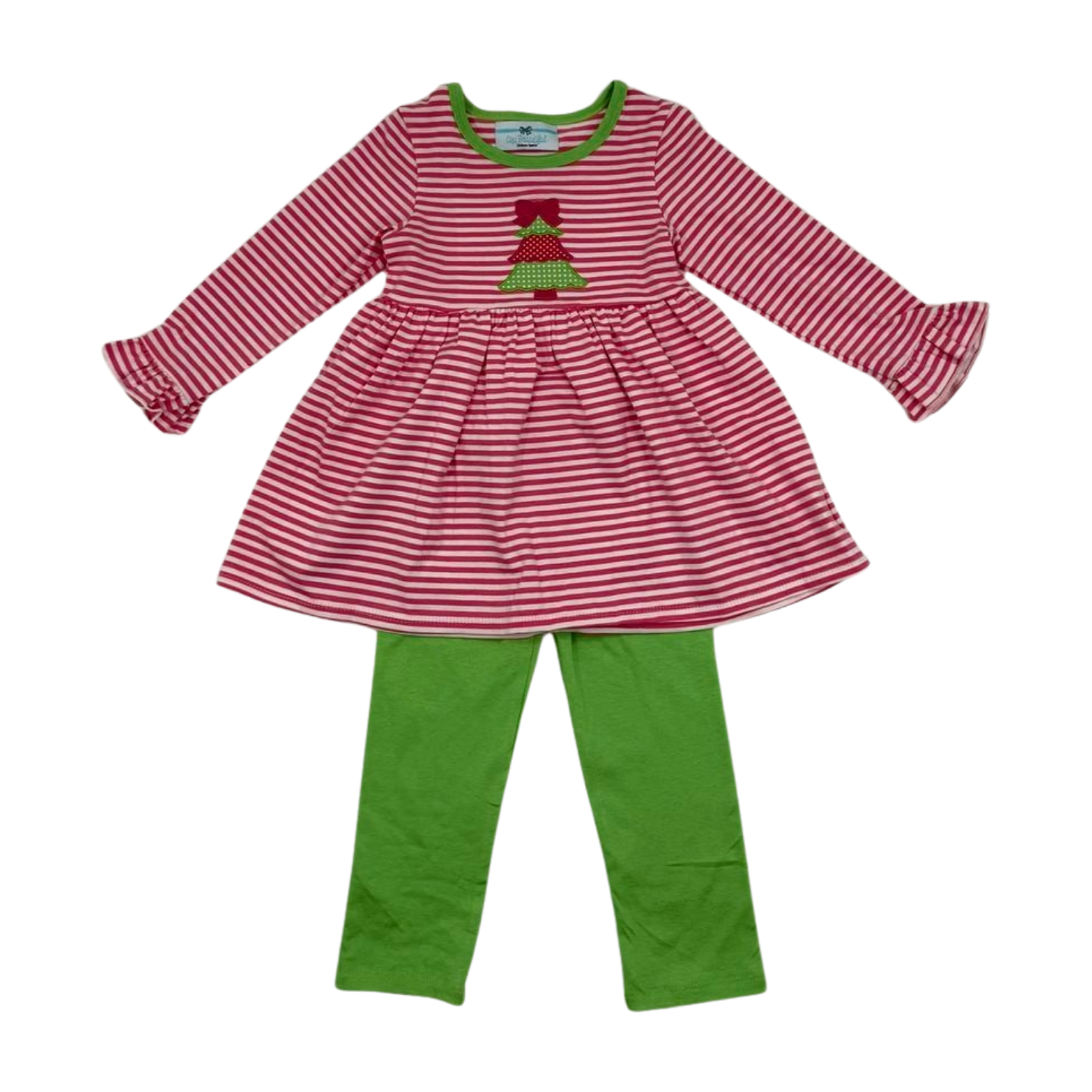 Christmas Tree Applique Girl Pant Set