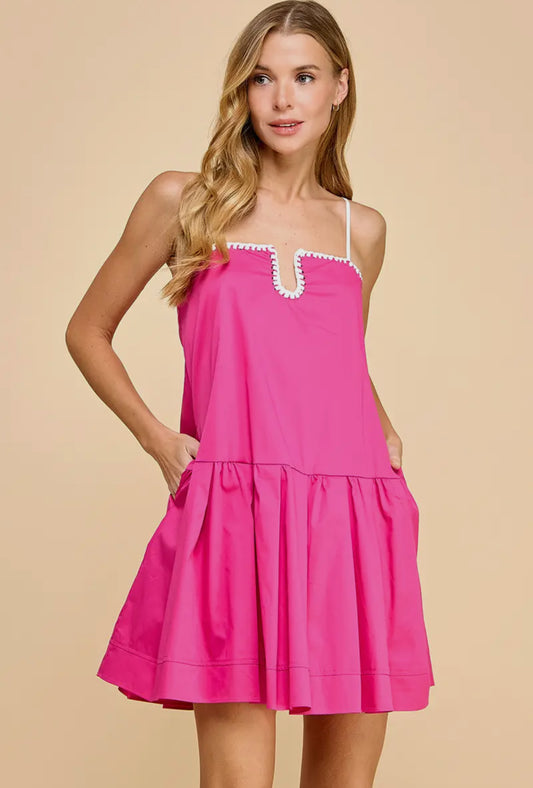 Womens Pink Dress Thin Strap