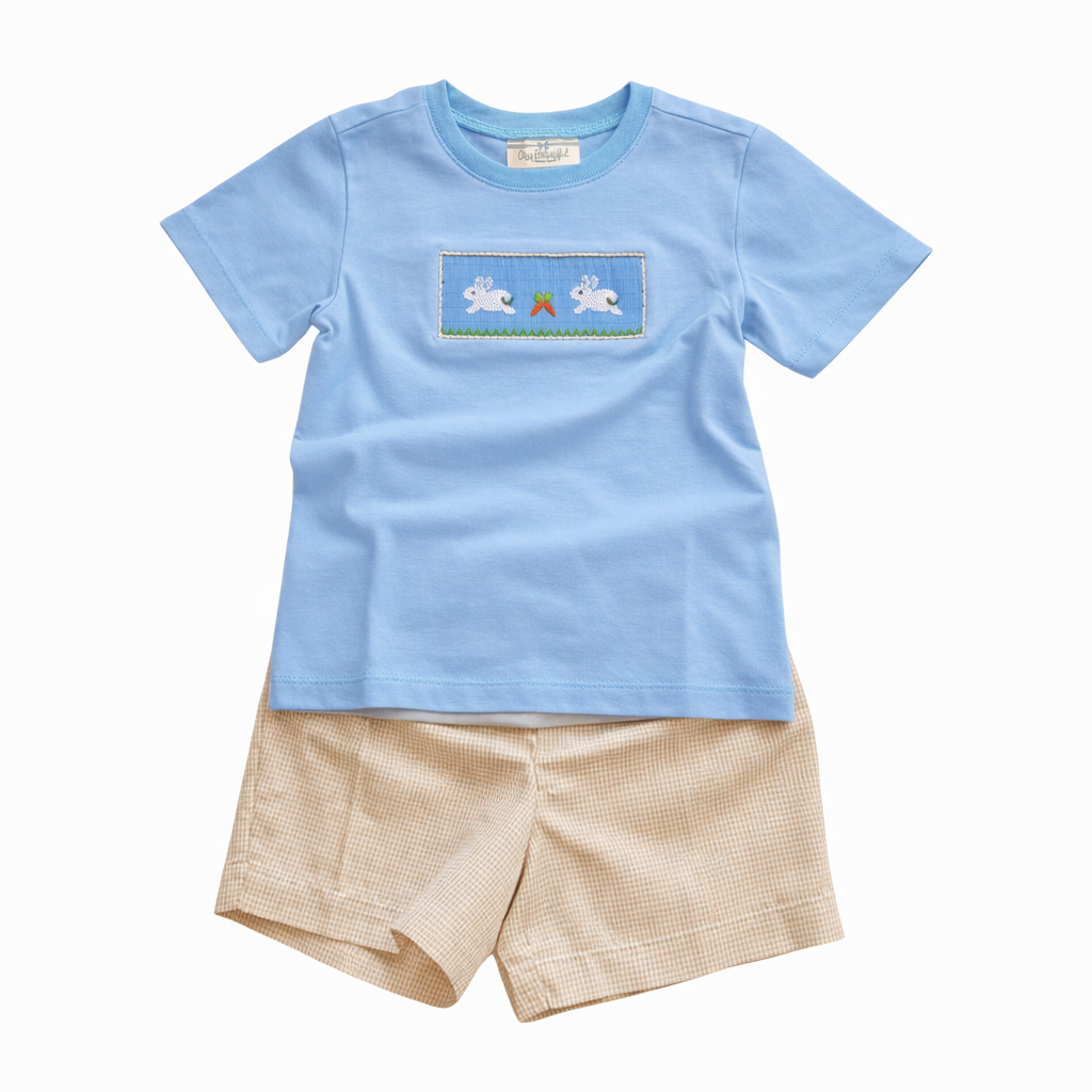 Smocked Bunny Boy Short Set