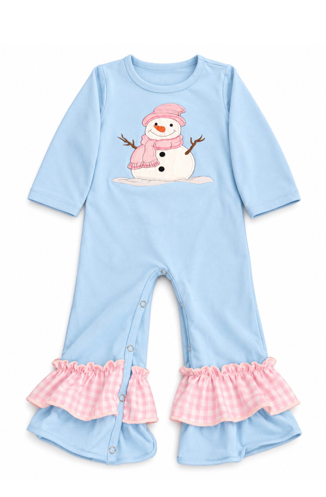 Blue Girl Snowman Romper