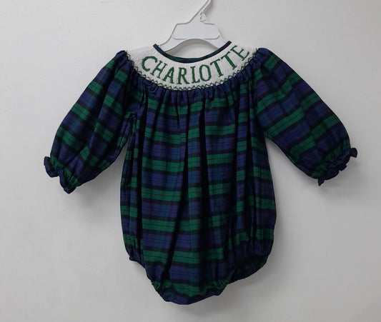 Holiday Custom Smocks Black Watch Plaid Girl Bubble