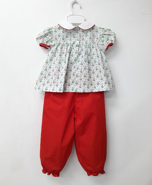 Christmas Tree oranament Ruffle Pant Set