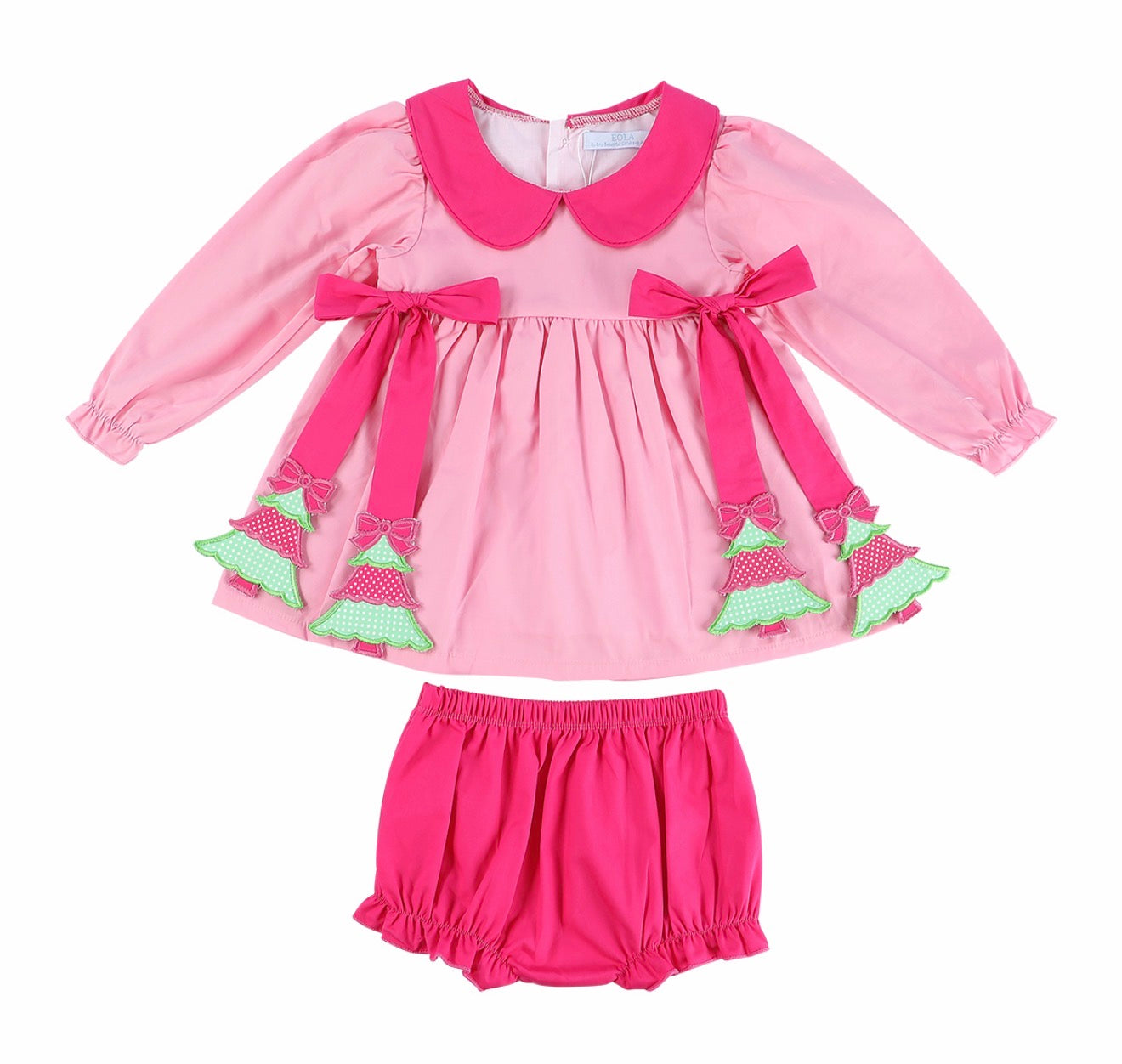 Sample Pink Christmas Tree Side Tie Bloomer Set