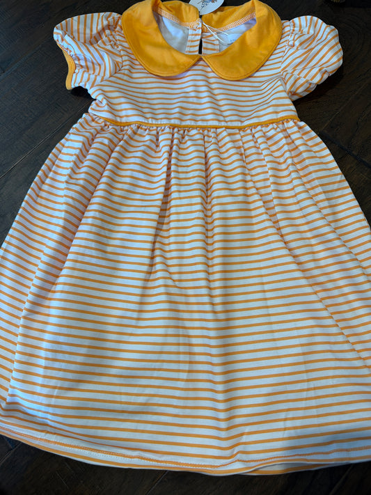 Orange Knit Stripe Dress