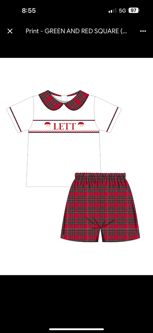 Santa Custom Name Smock Boy Pant Set