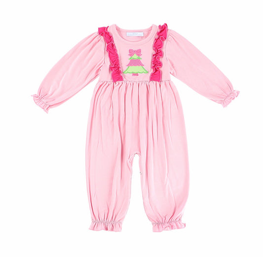 Sample Pink Christmas Tree Long Romper