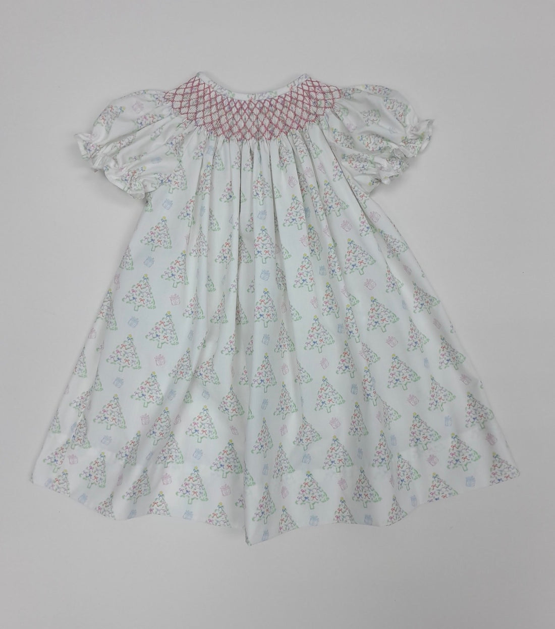 Pastel Smocked Christmas Tree Dress