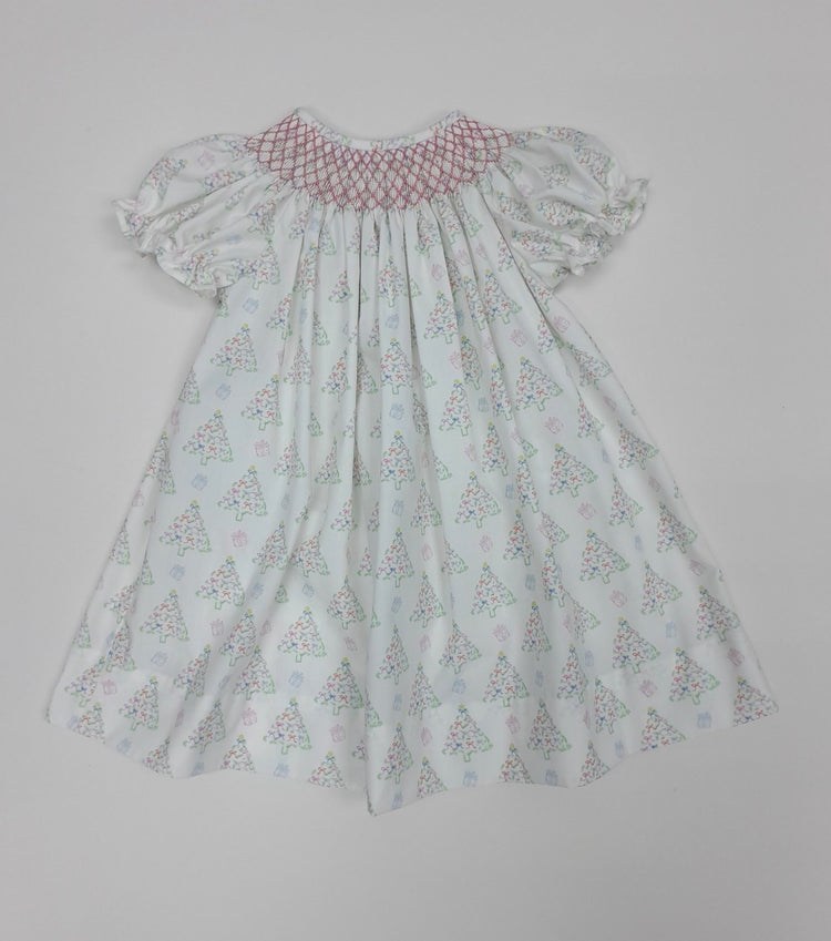 Pastel Smocked Christmas Tree Dress