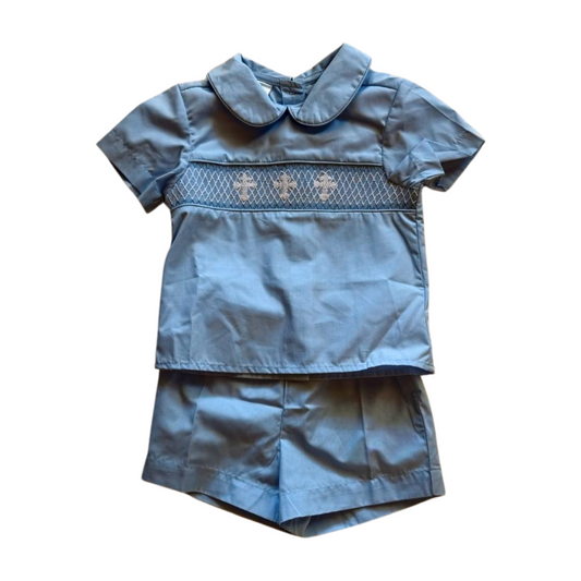 Smocked Cross Boy Short Set
