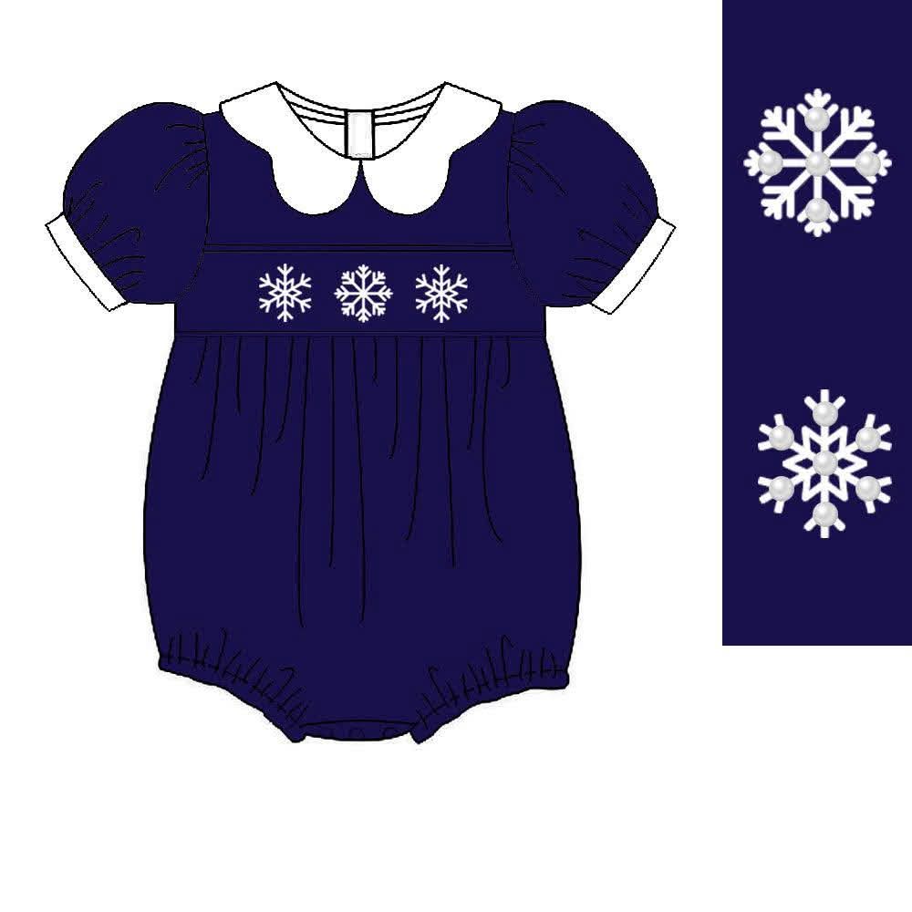 PO51-Winter Wonderland Pearl Smocked Girl Bubble