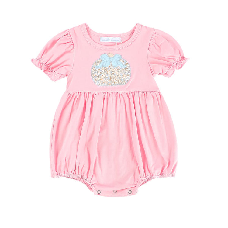 Pink Floral Knit Single Pumpkin Bubble