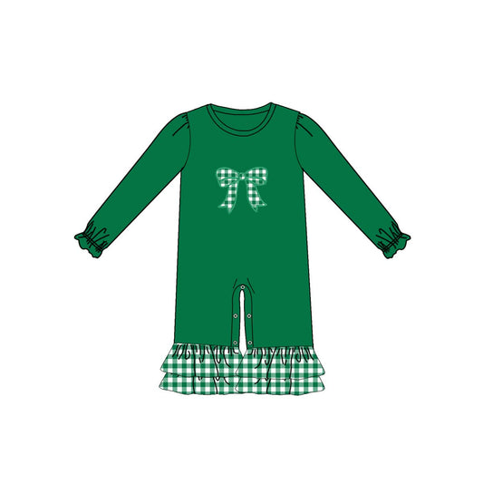 PO-46 Green Bow Gingham Long Bubble
