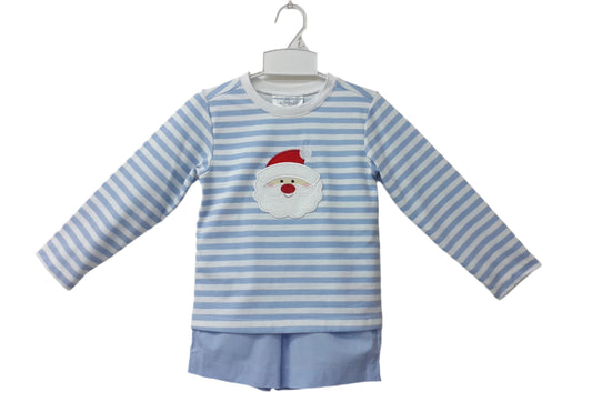 Blue Stripe Santa Short  Set