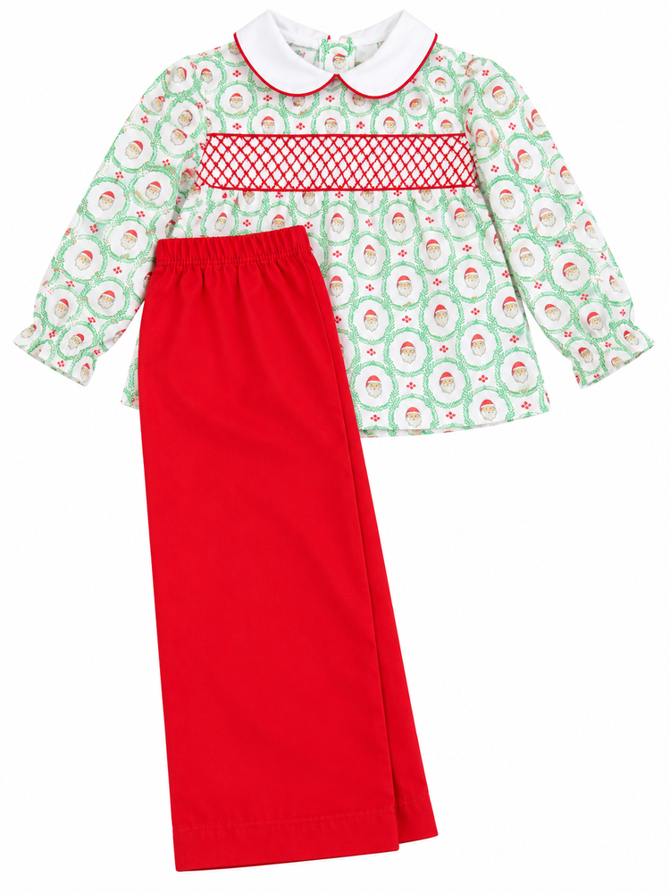 Green Santa Peterpan Smock Pant Set