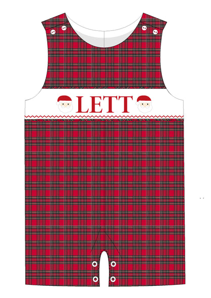 PO30-Custom Santa's Tartan Hand Smocked Jon Jon