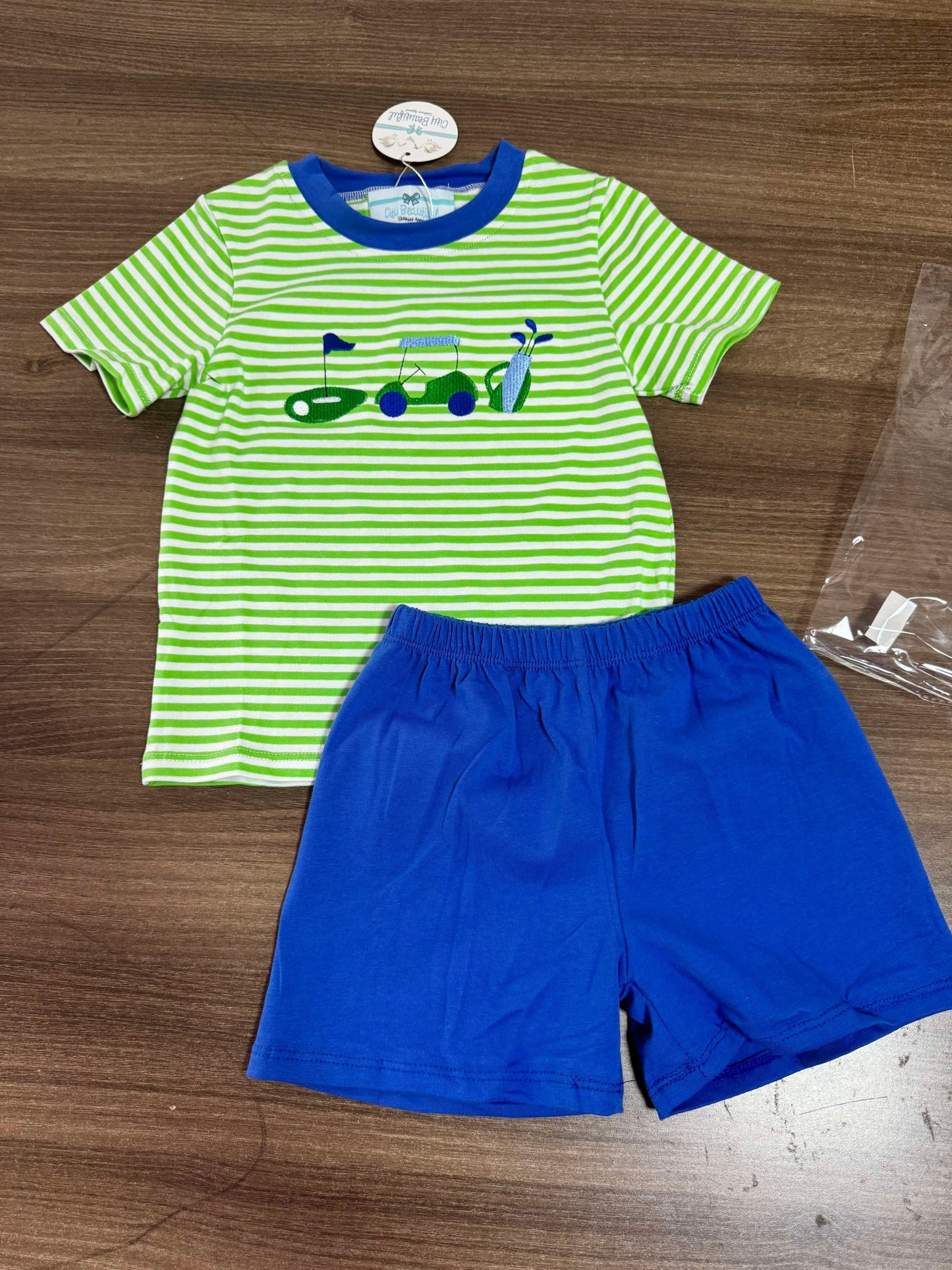 Golf Blue Applique Short Set