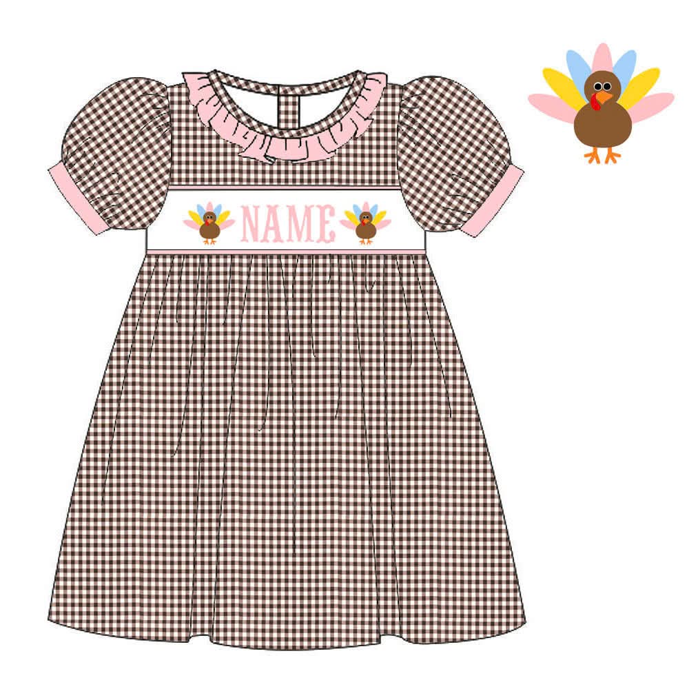 PO38-Custom Turkey Trot Name Smock Dress