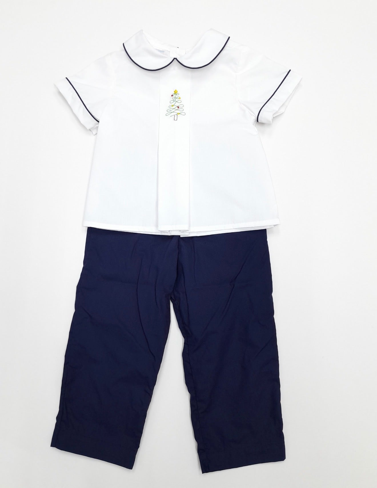 Sample Navy Christmas Tree  Embroidery Pant Set