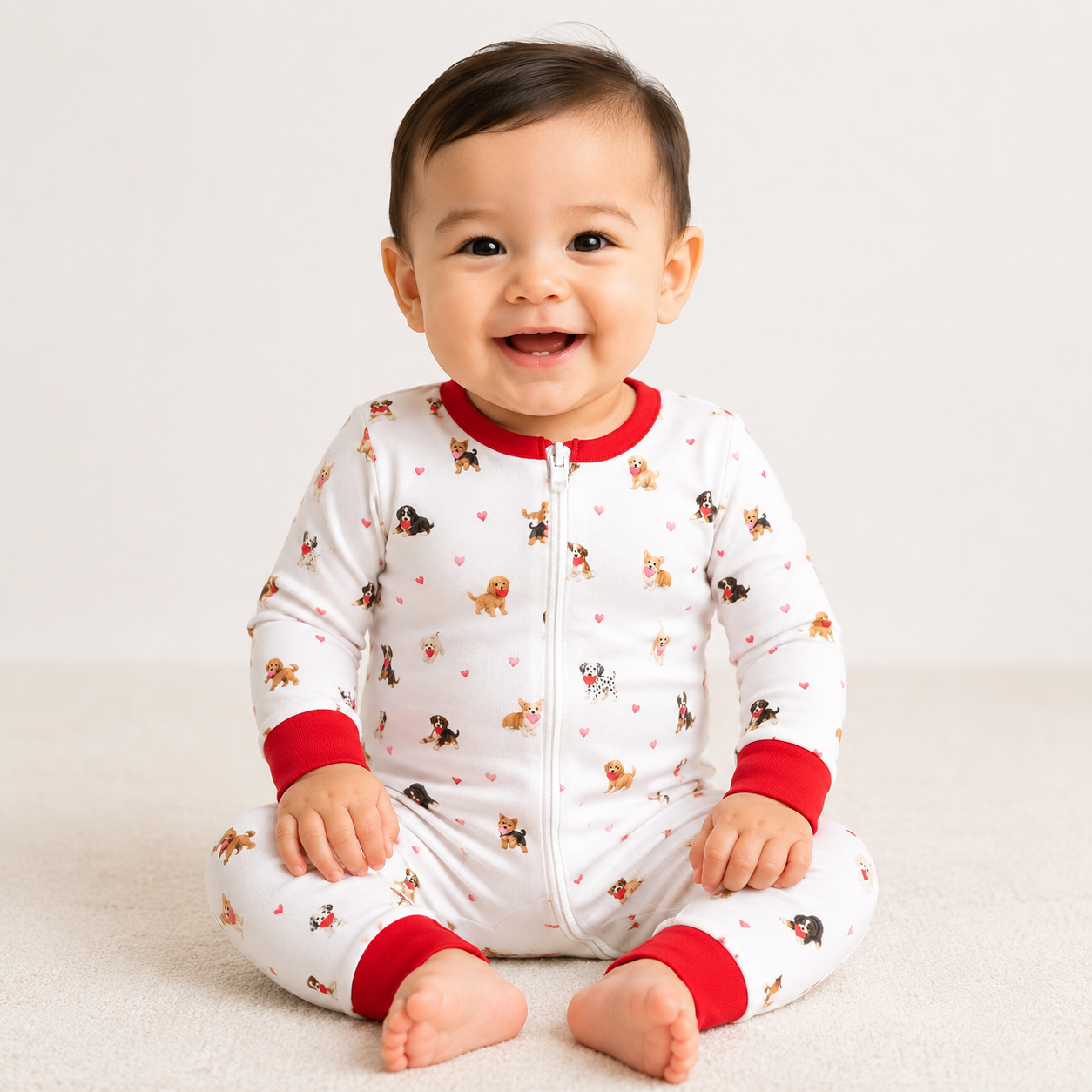 PO55-Valentines Puppy Boy  One Piece Lounge Set