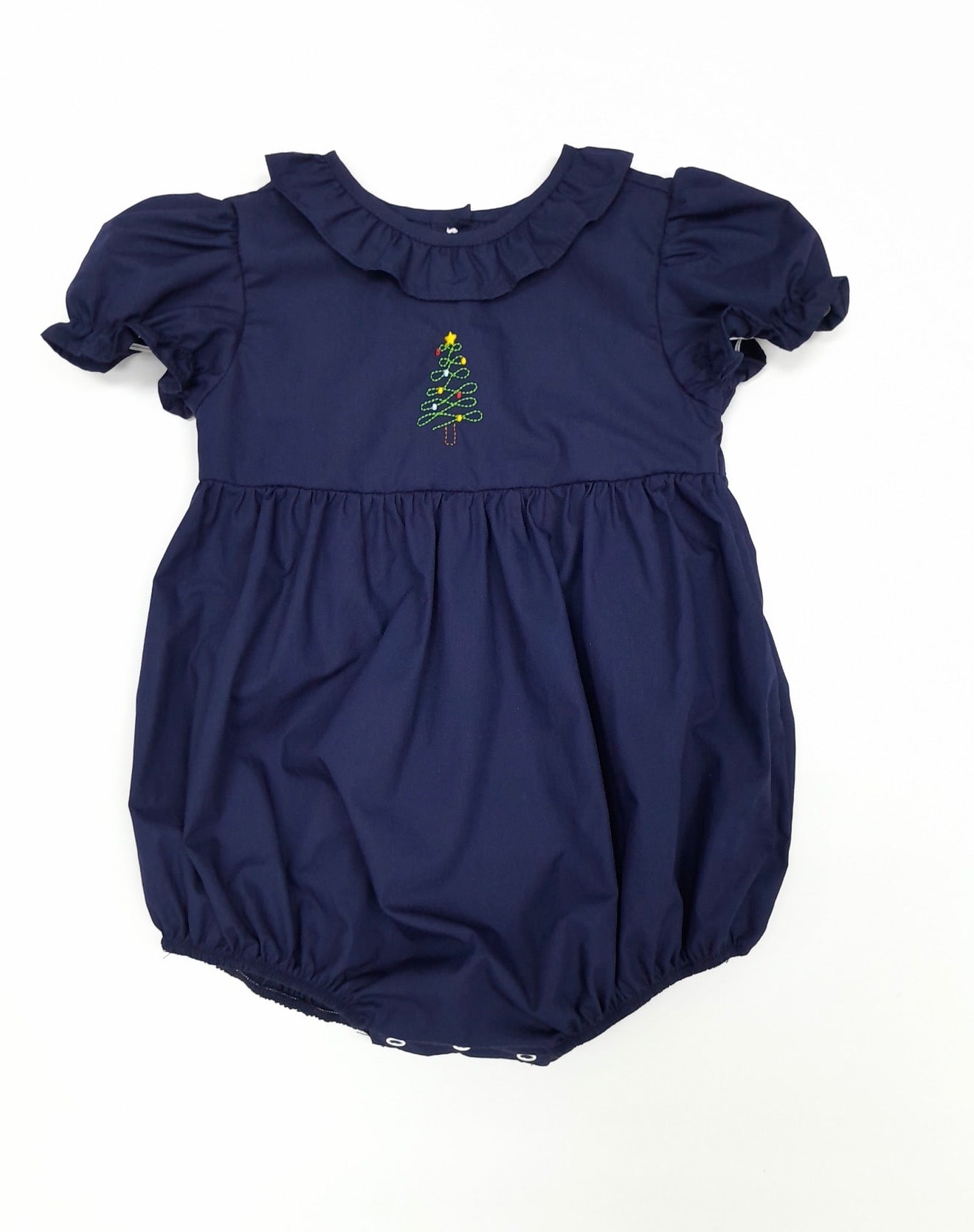 Sample Navy Christmas Tree Embroidery Girl Bubble
