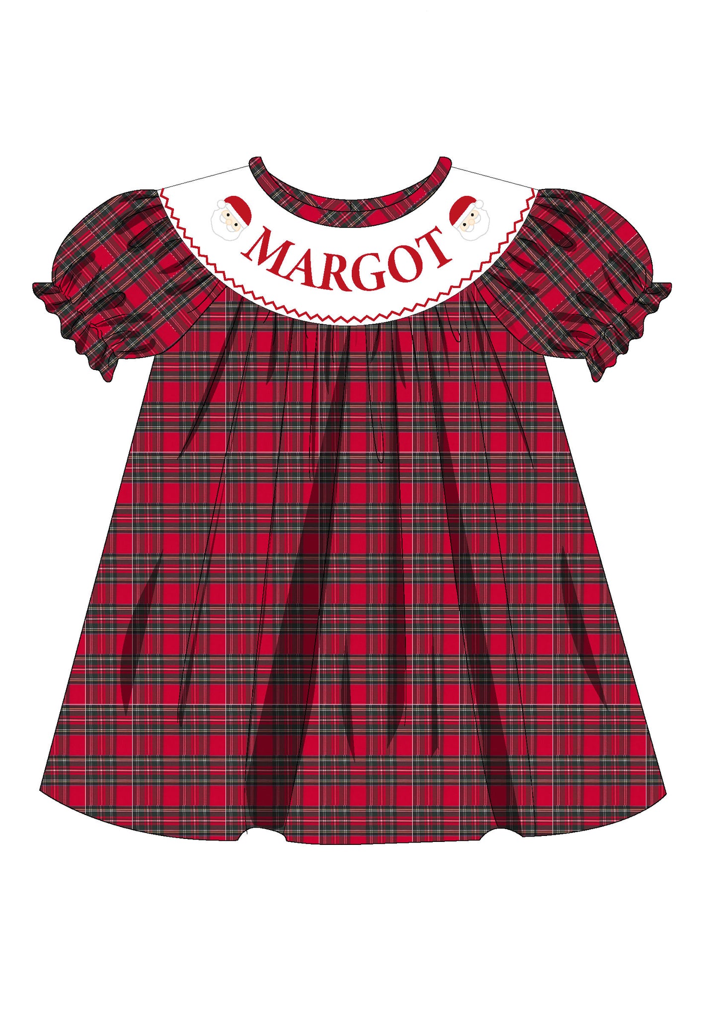 PO30-Custom Santa's Tartan Hand Smocked Bishop
