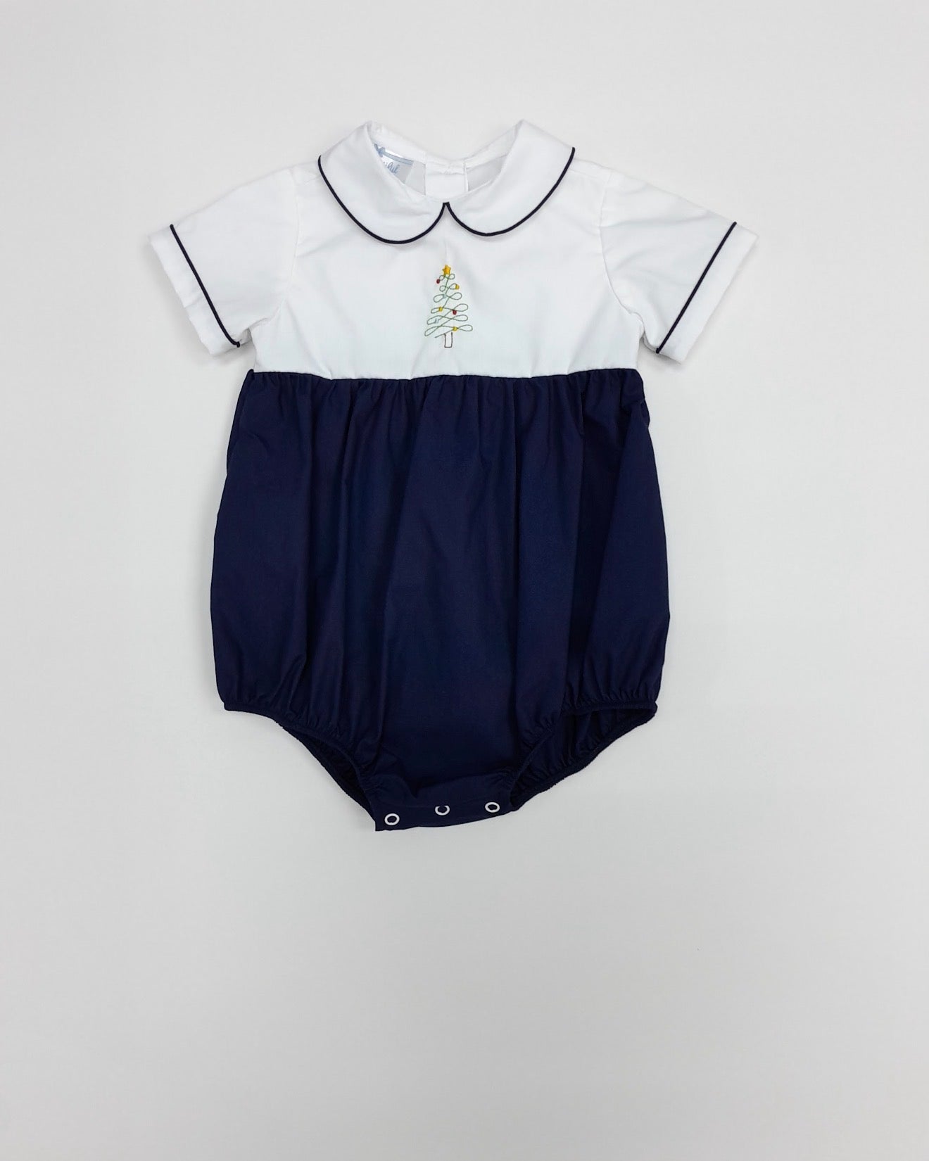 Sample Navy Christmas Tree  Embroidery Boy Bubble