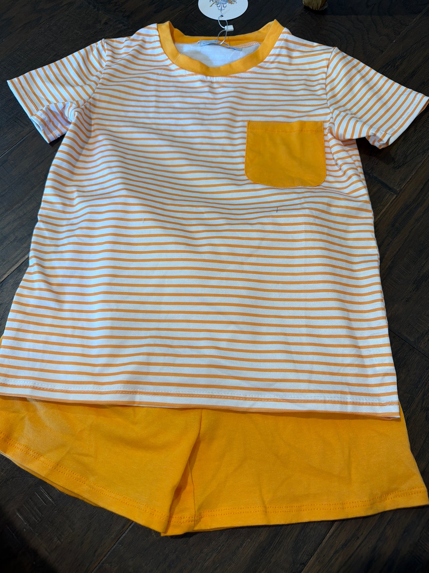 *Orange Knit Stripe Short Set